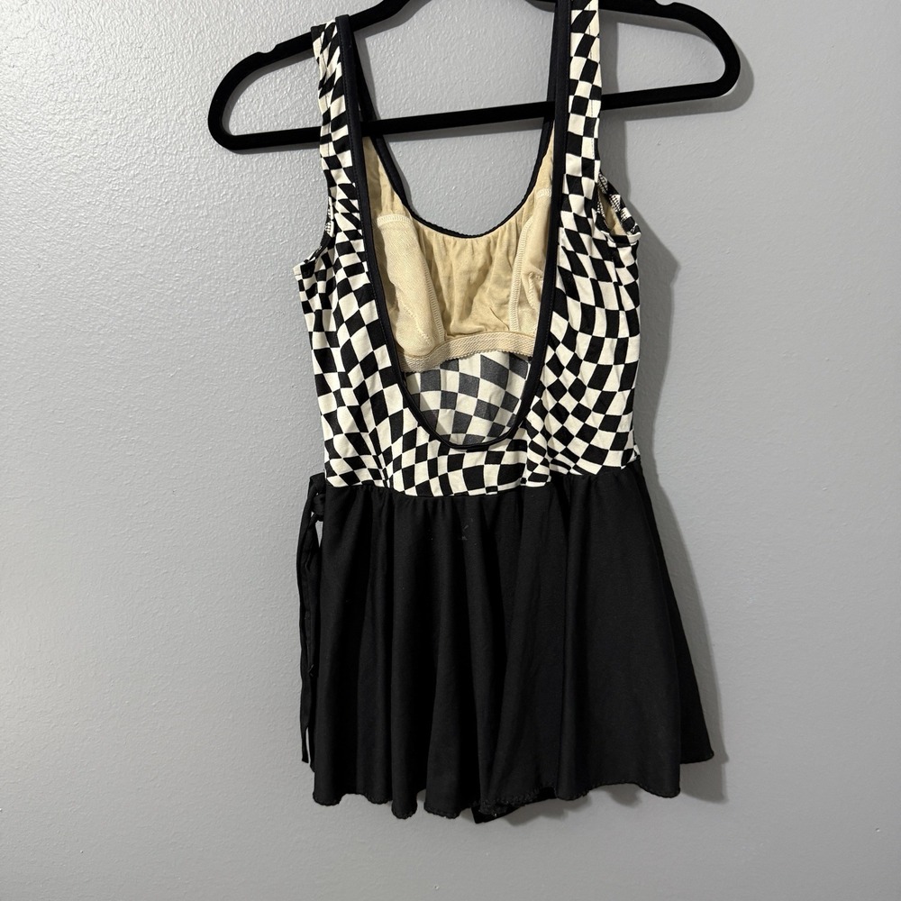 Vintage Swimsuit Size 14 Swim Dress Psychedelic Check Swim Suit‎ Union Made 90s - Picture 7 of 14